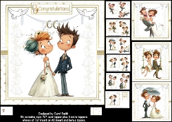 7x7 Whimsical Quirky wedding couple choice of four mini kit