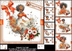 7X7 Beautiful spring afro American lady choice of four mini kit