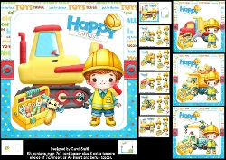 7x7 Construction boy birthday choice of four mini kit