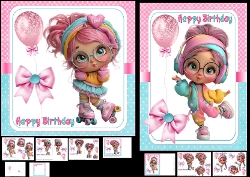Cute little birthday girl 7x7 & A5 mini kit