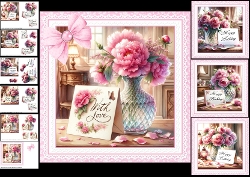 7x7 Floral birthday wishes choice of four mini kit