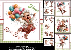 7x7 Quirky granny birthday wishes choice of four mini kit