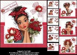 7x7 Cute young lady birthday wishes choice of four mini kit