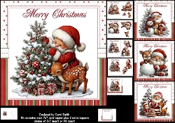 7x7 Snowy Santa with reindeer choice of four mini kit