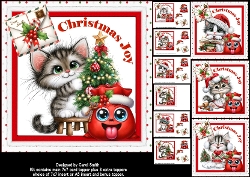 cup1462624_1209 - 7x7 Cute kitty Christmas wishes choice of four mini kit
