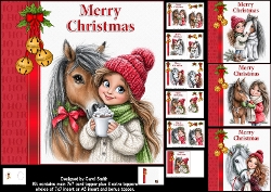 7x7 A girl and her horse at Christmas choice of four mini kit