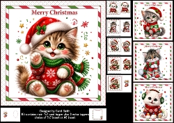 7x7 Cute pussy Christmas wishes choice of four mini kit