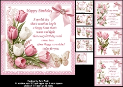 cup1470941_1209 - 7x7 Tulips and sweet peas birthday wishes choice of four mini kit