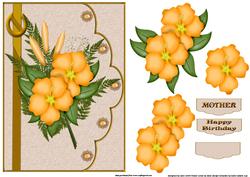 Beige Lace & Orange Hibiscus