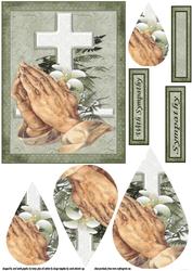 Sympathy Cross and Hands Teardrop
