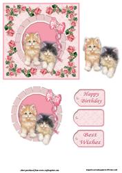 Cute Kittens in the Pink Decoupage