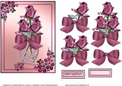 Spray of Dark Red Roses and Pearls