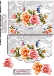 Beautiful Roses and Butterflies Envelope Front Quick Card