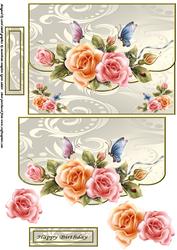 Beautiful Roses and Butterflies Envelope Front Quick Card 2