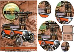 Vintage Travel Things Sepia Oval Pyramid