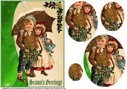 Vintage Christmas Children Oval Pyramid
