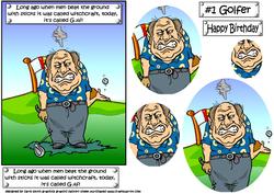Gordon the Golfer Plays Golf Oval Pyramid