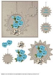 Blue Pansies in Ornate Frame