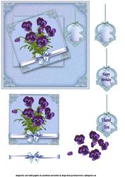 Framed Violet Pansies