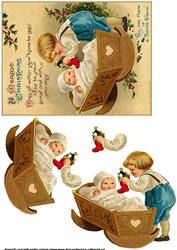 A Vintage Christmas Child in Cradle
