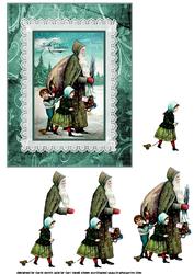Vintage Christmas Santa with Children Decoupage