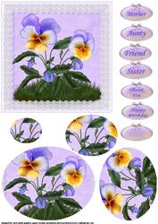 Pansies and Lace Oval Pyramid