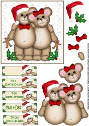 Christmas Teddy Couple Decoupage