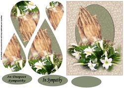 Praying Hands and Lilies Sympathy Teardrop Pyramid
