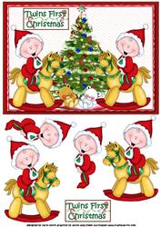Baby Twins 1st Christmas Decoupage