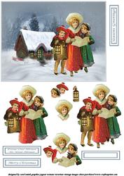 Vintage Carolers at the Cottage Decoupage