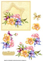 Floral Spray Decoupage Topper Yellow