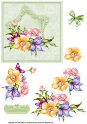 Floral Spray Decoupage Topper Green