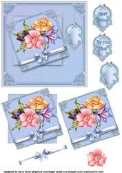 Blue Floral Square