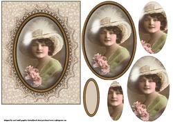 Victorian Girl in Frame Oval Pyramid