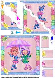 Cute Umbrella Girls Wavey Side Stacker