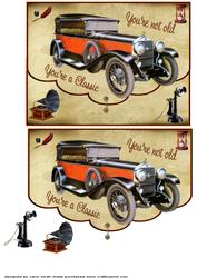 You're Not Old Vintage Car Faux Envelope Quick Card