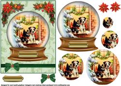 Vintage Christmas Snowglobe Dogs