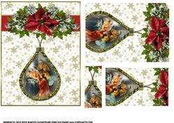 Vintage Nativity Teardrop Pendant Pyramid