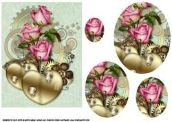 Steampunk Hearts and Roses 2 Oval Pyramid