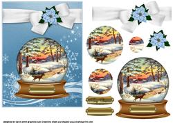 Christmas Snowglobe Scene Blue