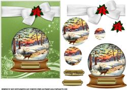 Christmas Snowglobe Scene Green