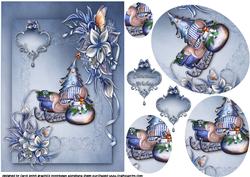 Winter Flowers Christmas Oval Pyramid