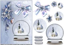 Winter Flowers with Snowglobe Church