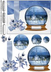 Snowglobe Church with Winter Flowers