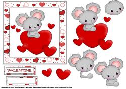 Valentine Mouse and Hearts