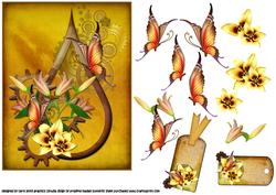 Lilies and Butterflies Steampunk Teardrop Cluster