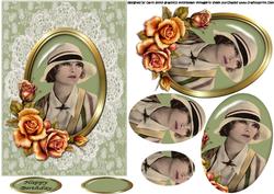Portrait of a Vintage Lady with Roses Oval Pyramid