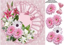 8x8 Pink Floral Spray