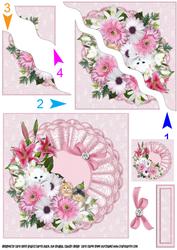 A Cluster of Pink Flowers and Kittens Side Stacker