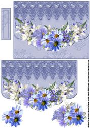 Floral Blue Dendrill Faux Envelope